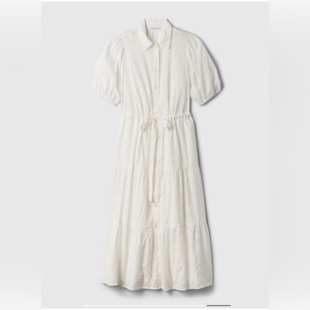 GAP NWT Eyelet Tiered MIDI Dress - Medium